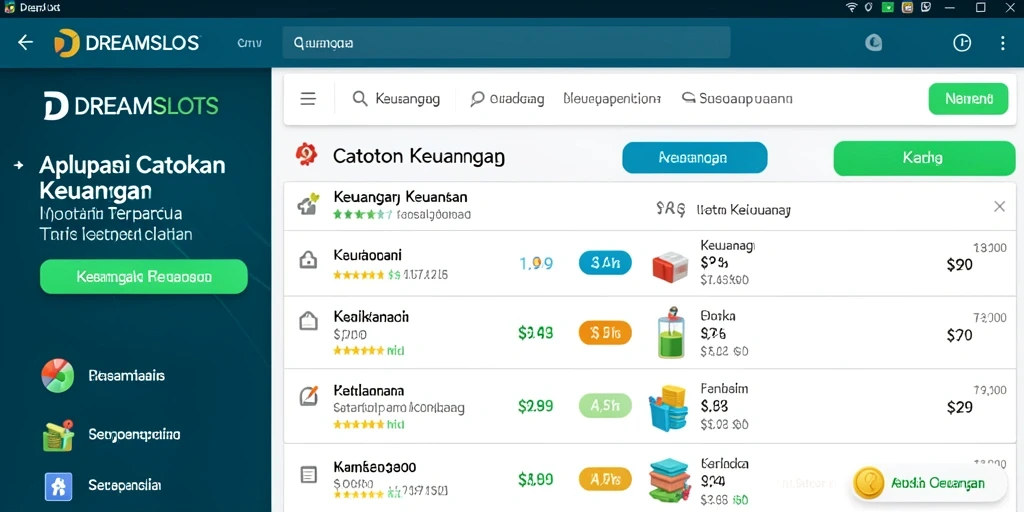 Antarmuka pengguna aplikasi Catatan Keuangan DREAMSLOTS yang modern dan fungsional.