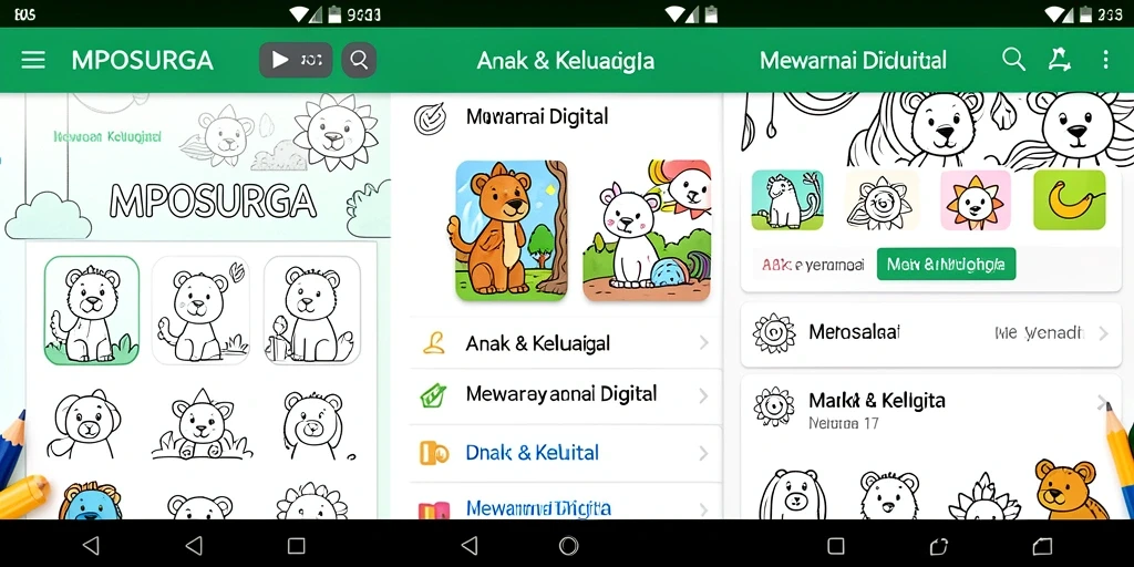 Antarmuka intuitif MPOSURGA untuk aktivitas mewarnai.